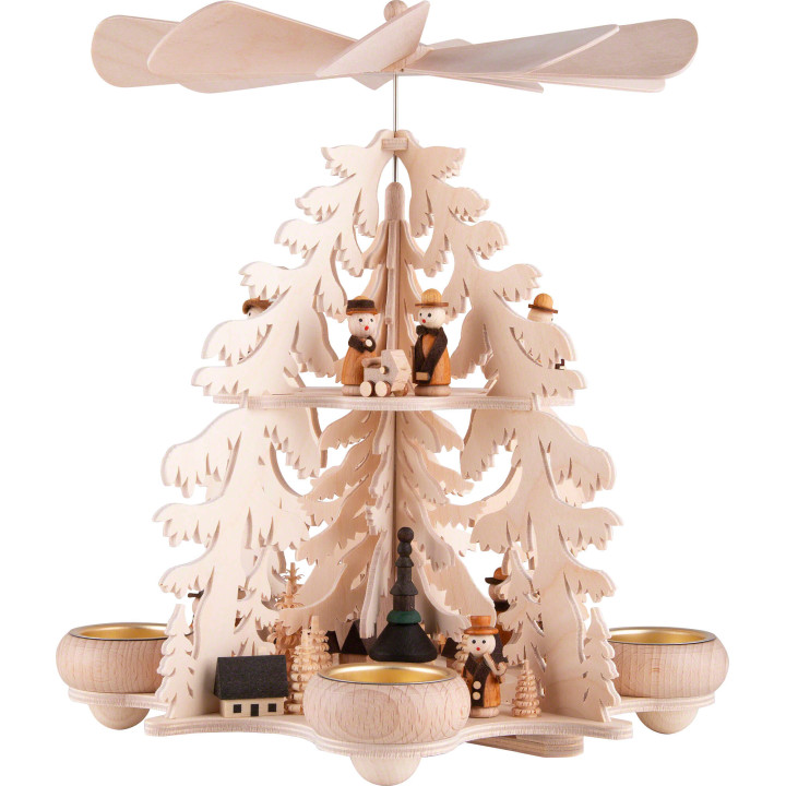 2-Tier Pyramid - Fir Forest - Seiffen Village - 28 cm / 11 inch
