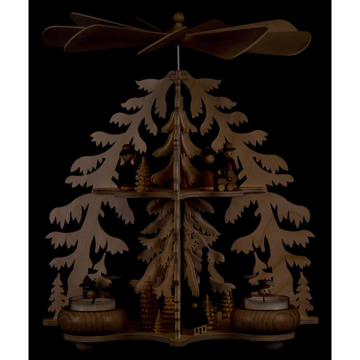 2-Tier Pyramid - Fir Forest - Seiffen Village - 28 cm / 11 inch