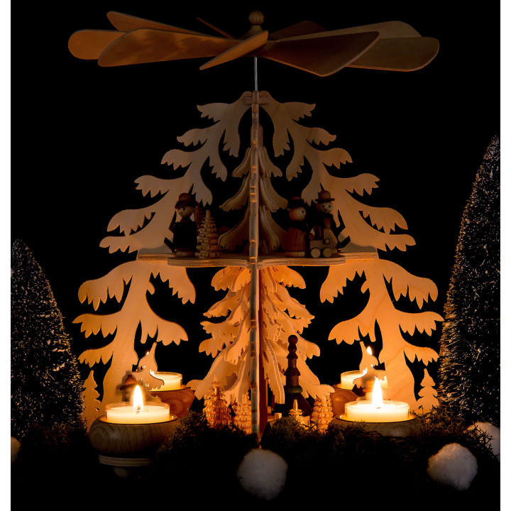 2-Tier Pyramid - Fir Forest - Seiffen Village - 28 cm / 11 inch