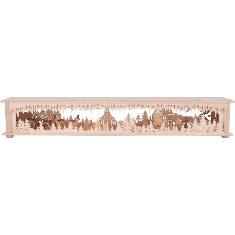 Illuminated Stand - Forest Seiffen with Deer - 80x12 cm / 31.5x4.7 inch