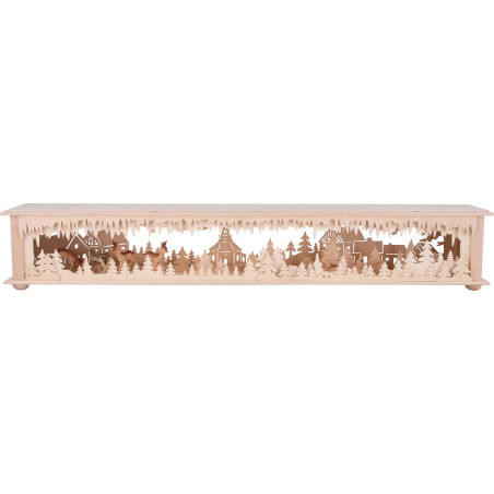 Illuminated Stand - Forest Seiffen with Deer - 80x12 cm / 31.5x4.7 inch
