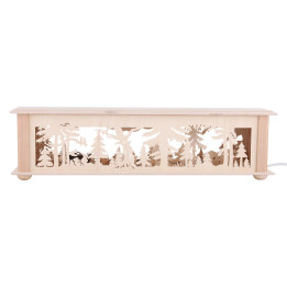 Schwibbogen-Unterbau/Raumleuchte Wald mit Rehen - 50x12x10 cm