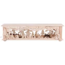 Schwibbogen-Unterbau/Raumleuchte Wald mit Rehen - 50x12x10 cm