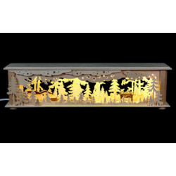 Schwibbogen-Unterbau/Raumleuchte Wald mit Rehen - 50x12x10 cm