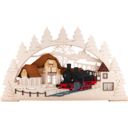 3D Candle Arch - Train Station with Locomotive - 72x43 cm / 28.3x16.9 inch