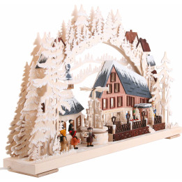Candle Arch - Pyramid House with White Frost and Turning Pyramid - 72x43 cm / 28x17 inch