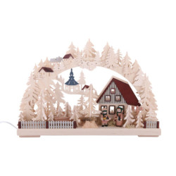 3D Candle Arch - Striezel Children and Fir Trees - 42x30 cm / 17x12 inch