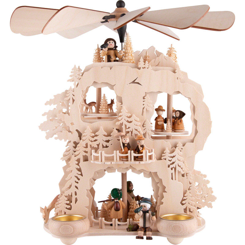 3-Tier Cogwheel Pyramid -Forest People - 35 cm / 13.8 inch