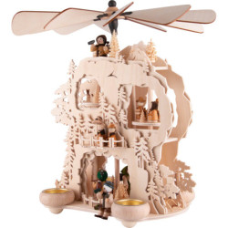 3-Tier Cogwheel Pyramid -Forest People - 35 cm / 13.8 inch