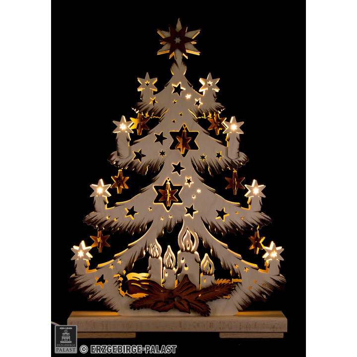 Light Triangle - Fir Tree with Stars - 32x44 cm / 12.6x17.3 inch