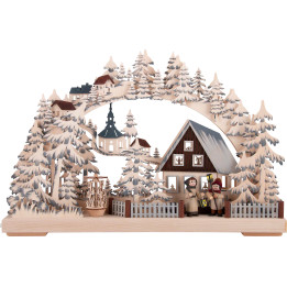 Schwibbogen Laternenschein grau - 43x30 cm