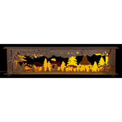 Schwibbogen-Unterbau/Raumleuchte Wald Seiffen farbig - 50x12 cm