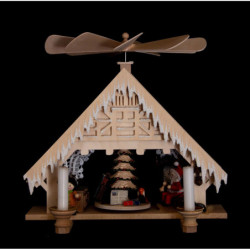 1-stöckige Hauspyramide Weihnachtsstube mit Raureif - 28 cm
