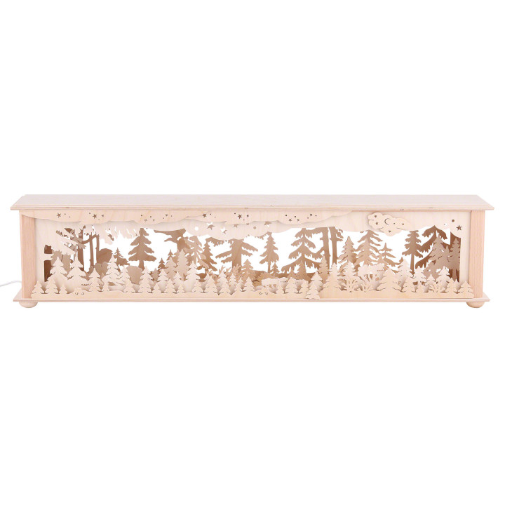 Schwibbogen-Unterbau/Raumleuchte Wald - 70x12x12 cm