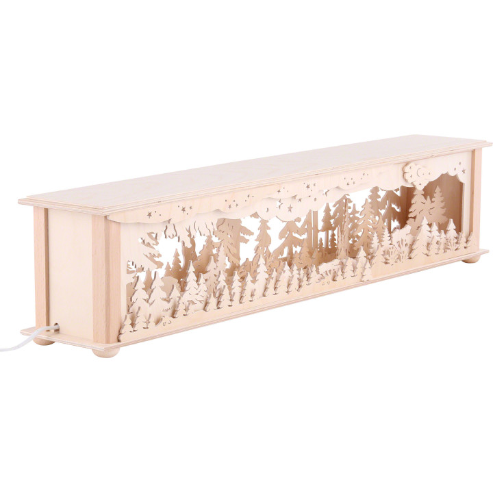 Schwibbogen-Unterbau/Raumleuchte Wald - 70x12x12 cm
