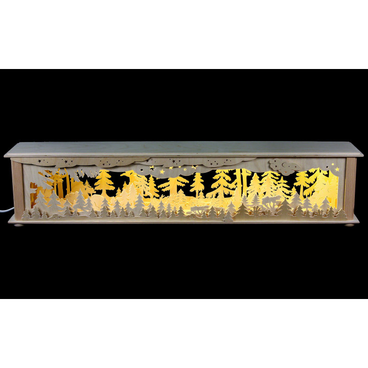 Schwibbogen-Unterbau/Raumleuchte Wald - 70x12x12 cm