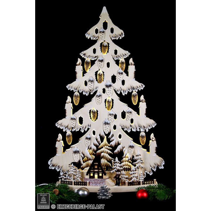 Light Triangle - Fir Tree with Forest Hat and White Frost - 44x67x9 cm / 17x26x3.5 inch