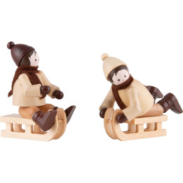 Thiel-Figur Schlittenkinder - natur - 2-teilig - 6 cm
