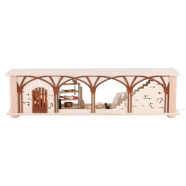 Schwibbogen-Unterbau/Raumleuchte Mehlkammer - 50x12x10 cm