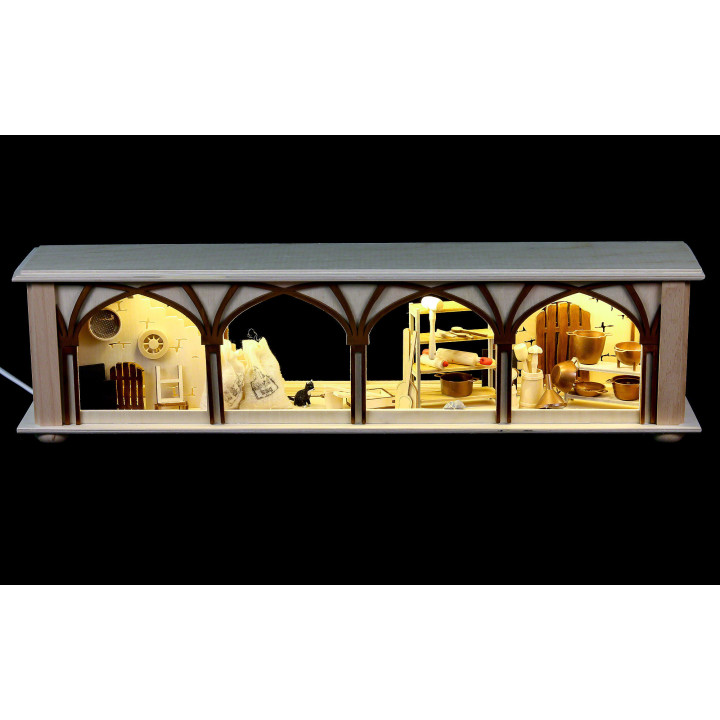 Schwibbogen-Unterbau/Raumleuchte Mehlkammer - 50x12x10 cm