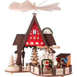 1-stöckige Hauspyramide Fachwerkhaus-Weihnachtsmarkt - 30 cm