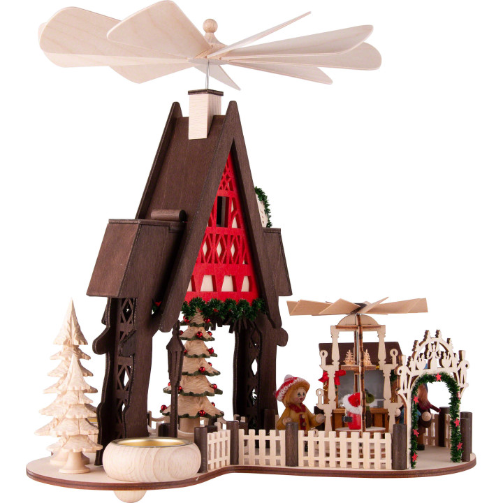 1-stöckige Hauspyramide Fachwerkhaus-Weihnachtsmarkt - 30 cm