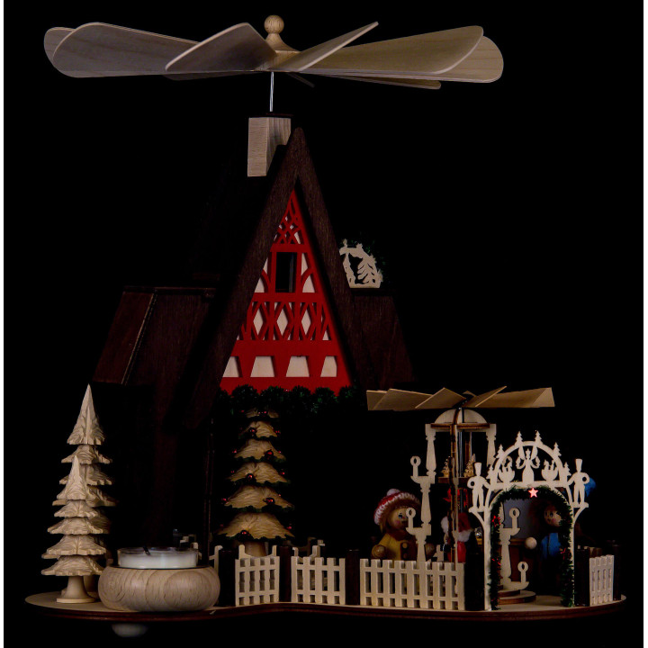 1-Tier Pyramid House - Half Timber House Christmas Market - 30 cm / 11.8 inch