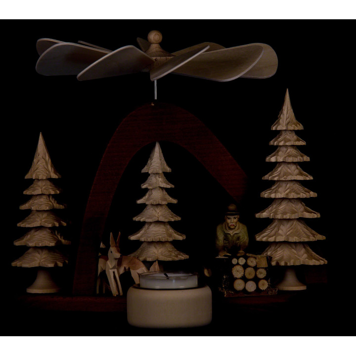 1-Tier Pyramid - Solid Wood - Forest Worker - 17 cm / 6.7 inch