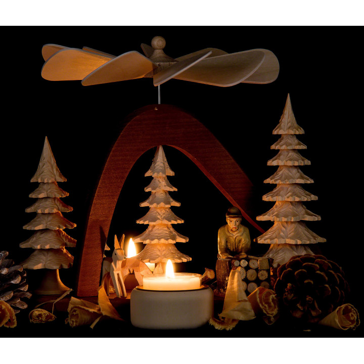 1-Tier Pyramid - Solid Wood - Forest Worker - 17 cm / 6.7 inch