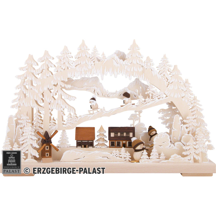 3D-Schwibbogen Winterfreuden mit Raureif - 40x30 cm