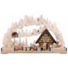 Schwibbogen Snowmolli-Land mit Pyramide und Raureif - 72x43 cm