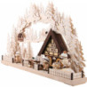 Schwibbogen Snowmolli-Land mit Pyramide und Raureif - 72x43 cm