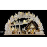 Schwibbogen Snowmolli-Land mit Pyramide und Raureif - 72x43 cm