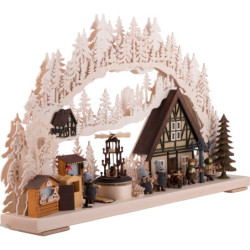 3D Candle Arch - 'Setting Up the Christmas Market' - 72x43 cm / 28x17 inch