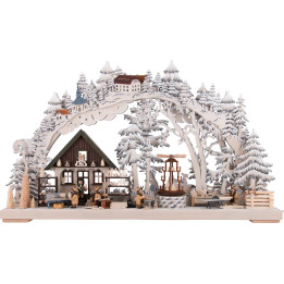 3D Double Arch - Handicrafts from the Ore Mountains with White Frost - 72x43 cm / 28x17 inch