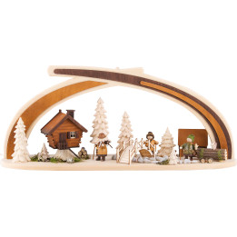 Schwibbogen aus Massivholz am Bach - 59x30 cm