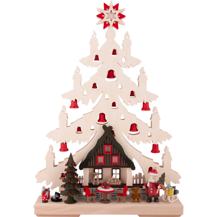 Lichterspitze Tanne Weihnachtsabend mit roten Glöckchen - 32x44 cm