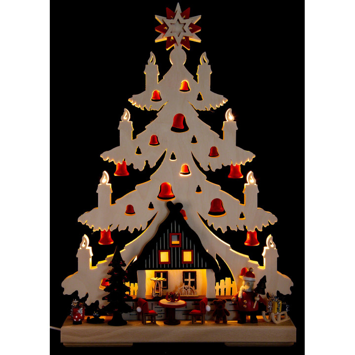 Lichterspitze Tanne Weihnachtsabend mit roten Glöckchen - 32x44 cm