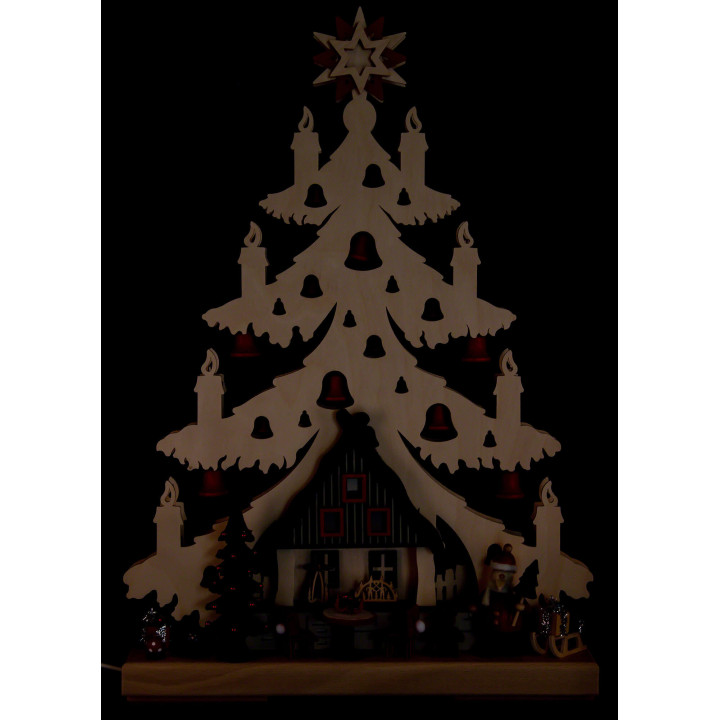 Lichterspitze Tanne Weihnachtsabend mit roten Glöckchen - 32x44 cm