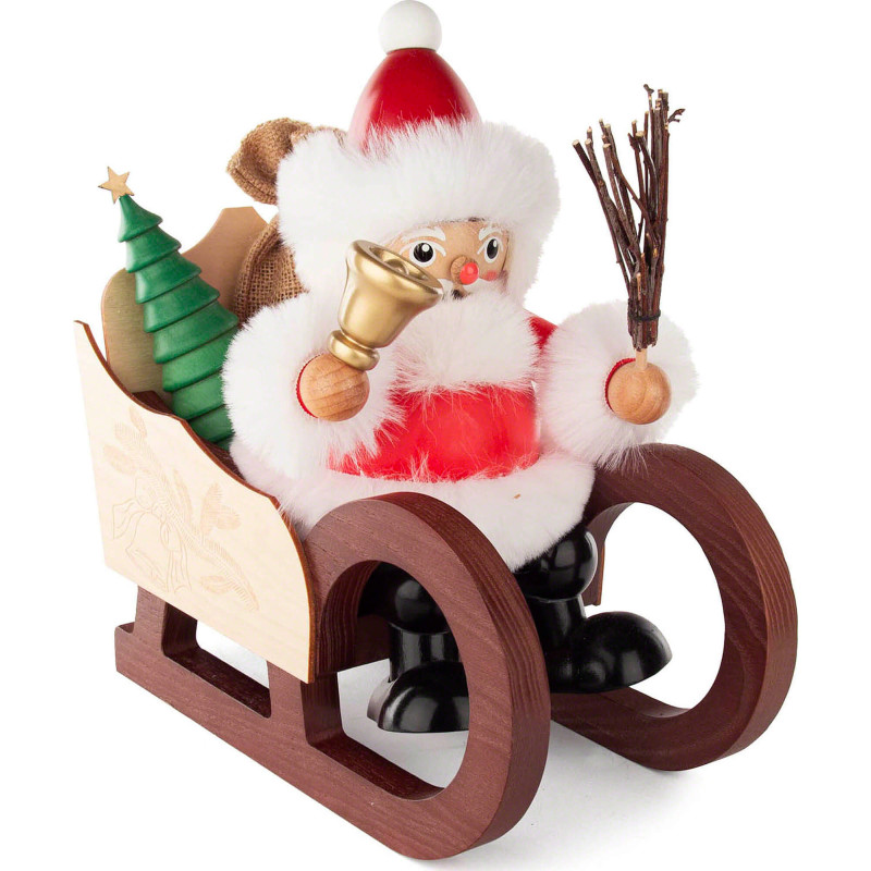Räuchermännchen Weihnachtsmann auf Schlitten - 27 cm