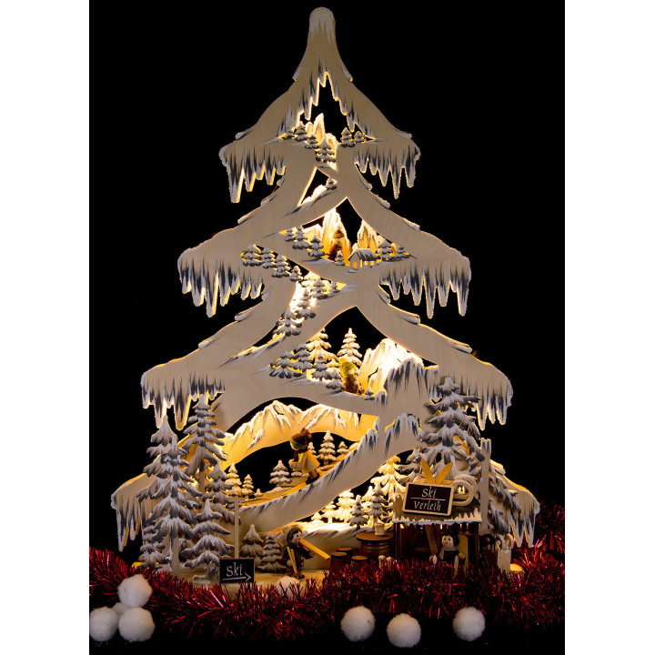 Light Triangle - Fir Tree - Ski Slope with White Frost - 56 cm / 22 inch