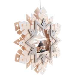 Fensterbild Schneekristall - Snowmolli und Schlitten - Raureif - 36 cm