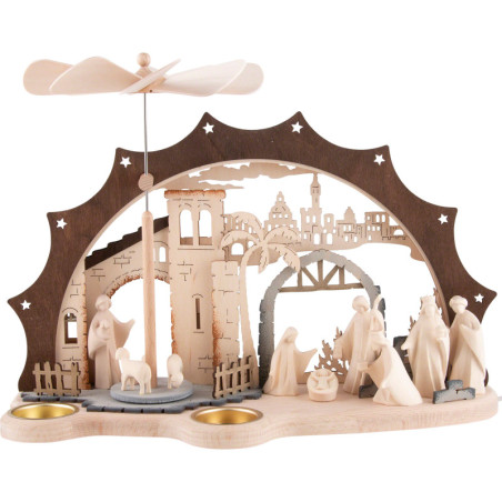 Candle Arch - Nativity Scene with Pyramid - 35x26 cm / 13.8x10.2 inch
