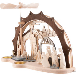 Schwibbogen Christi Geburt mit Pyramide - 35x26 cm