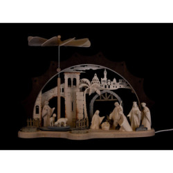 Schwibbogen Christi Geburt mit Pyramide - 35x26 cm