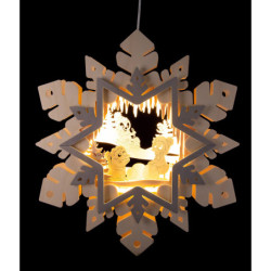 Window Picture - Snowflake with Pitti, Moppi and Schnatterinchen - 36 cm / 14.2 inch