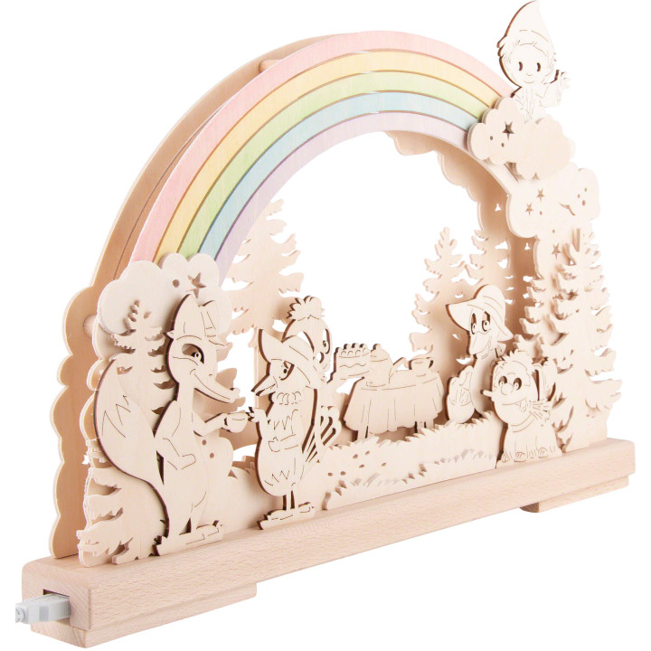 3D-Schwibbogen Sandmännchen unter dem Regenbogen - 43x30 cm
