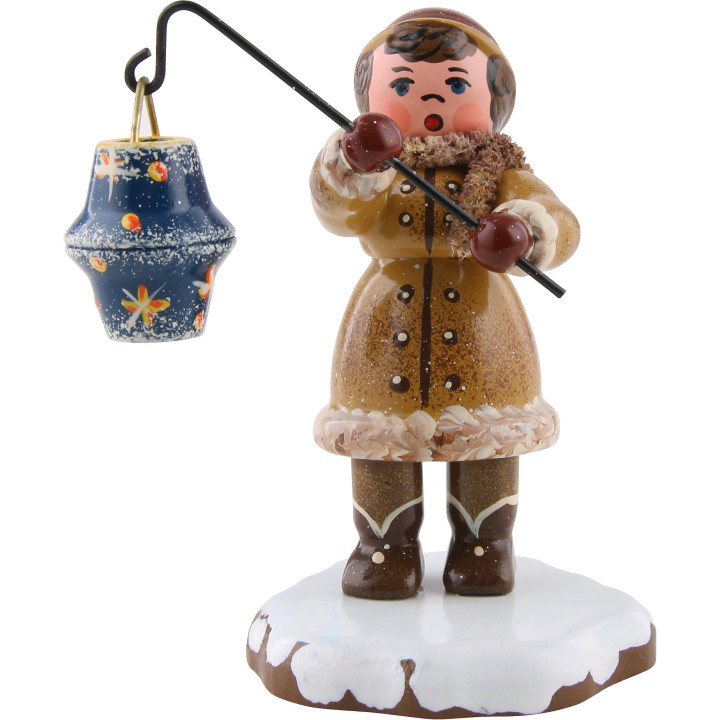 Winter Children Girl with Lantern - 8 cm / 3 inch