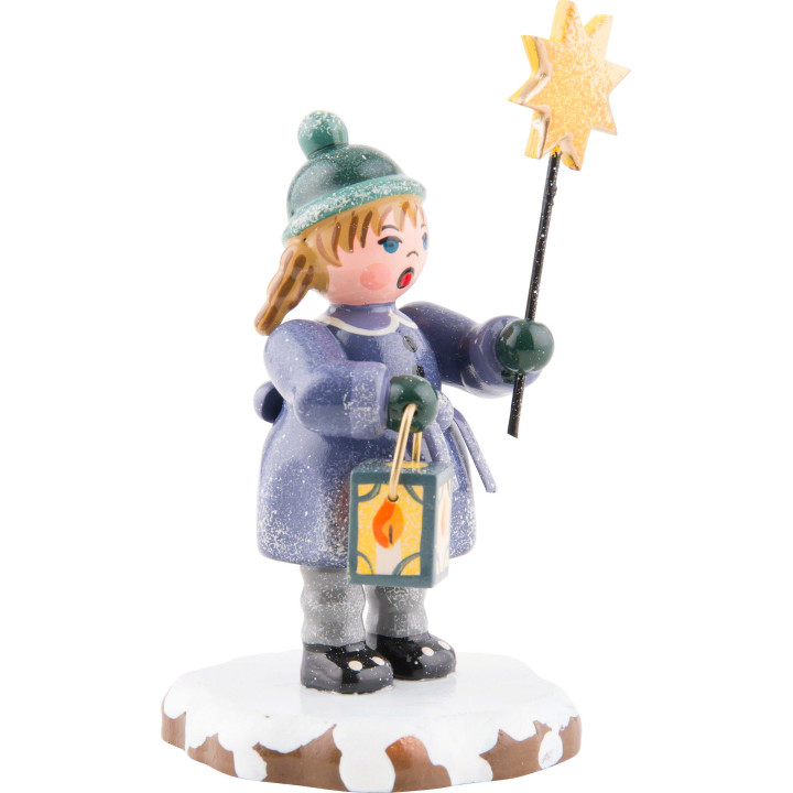 Winterkinder Mädchen mit Stern und Laterne - 8 cm