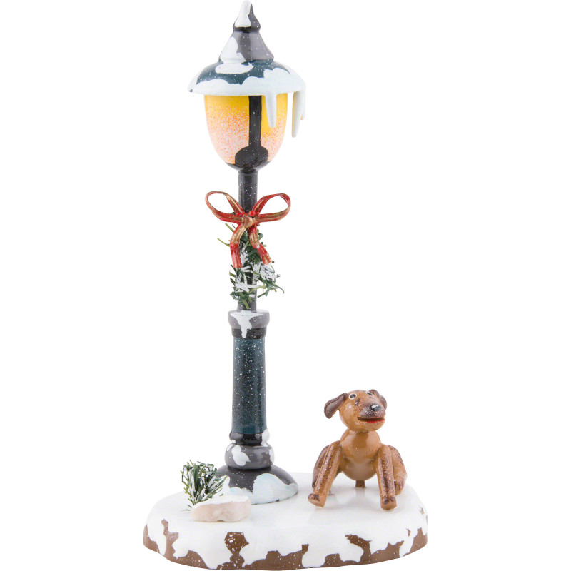 Winter Children Doggy under the Lamppost - 12 cm / 5 inch